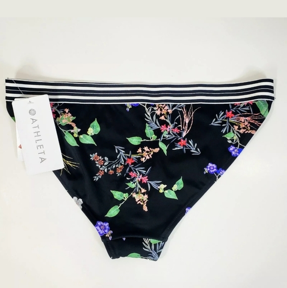 Athleta Gold Coast Black White Floral Band Swim Bikini Bottoms New With Tags - Picture 2 of 3